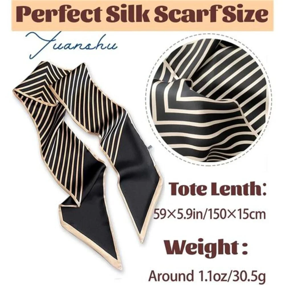 Mulberry Silk-Like Satin Head Scarf Square Neck Scarf for Bag Accessory Gift